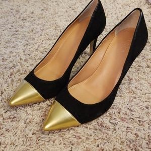JCREW Black and Gold Heels